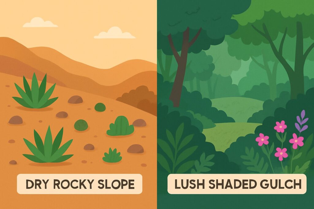 dry slope vs lush shade